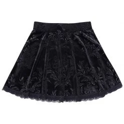 Juwas Gothic Lace Trim Black Skirt CLOTHING