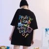 Juwas NEW ARRIVAL Graffiti Print Streetwear Style Oversize T-shirt
