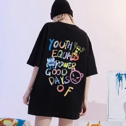 Juwas NEW ARRIVAL Graffiti Print Streetwear Style Oversize T-shirt