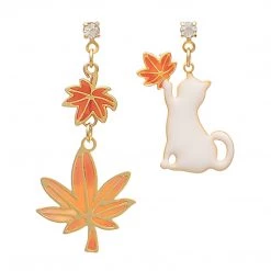 Juwas Cat Maple Leaf 925 Sterling Silver Earrings Ear Clip Fashion & Beauty