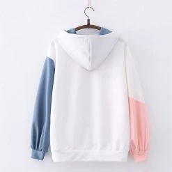 Juwas Yogurt Kitty Two-Tone Hooded Sweater CLOTHING