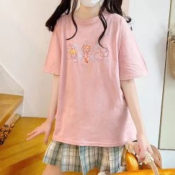 Juwas Japanese Cartoon Angle Girl Cotton T-shirt