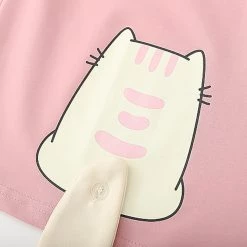 Juwas Cute Cat Tail Drawstring Hooded T-shirt