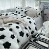 Juwas Black Flower Printed Beddings Set