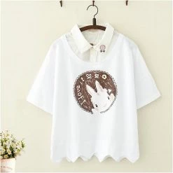 Juwas.com Online Store NEW ARRIVAL Rabbit I Love It Print Fake Two-Piece T-shirt