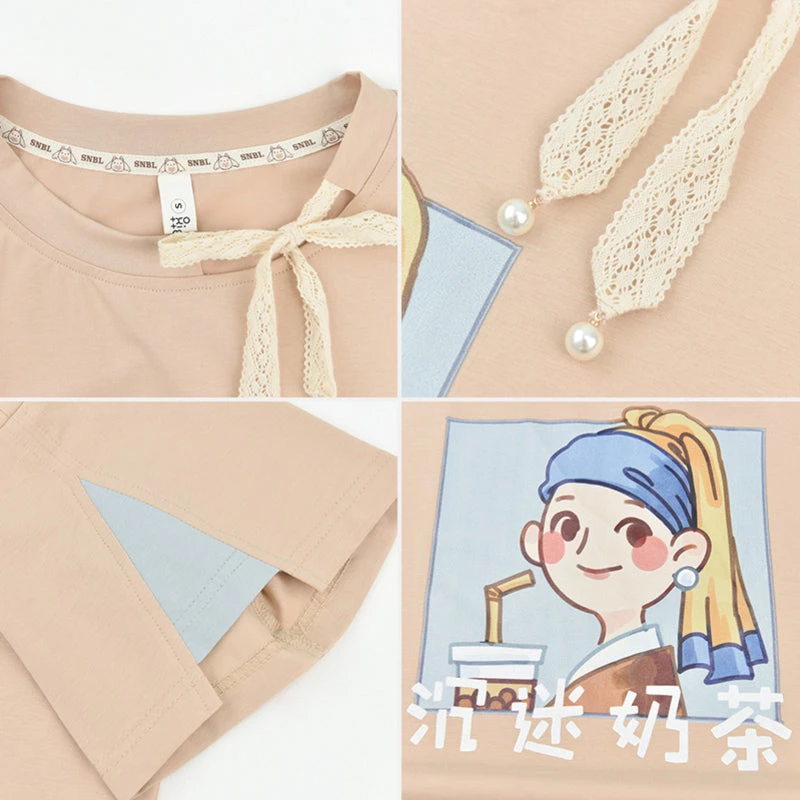 Juwas Milk Tea Print T-shirt 9 Juwas Milk Tea Print T-shirt