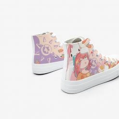 Juwas Kawaii Poi Poi Anime Girl Print High Cut Ankle Sneakers