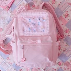 Juwas Sweet Pastel Pink Lolita Lace Backpack
