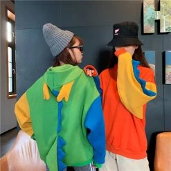 Juwas.com Online Store NEW ARRIVAL Color Block Dinosaur Monster Hoodie