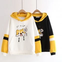 Juwas CLOTHING Japanese Shiba Inu Embroidery Warm Hoodie