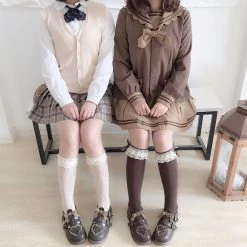 -Juwas Lolita Vintage Heart Ribbon Leather Shoes