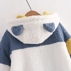 Juwas Japanese Letter Embroidery Pocket Cotton Coat