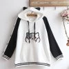 Juwas Kitty Print Pocket Student Hoodie NEW ARRIVAL