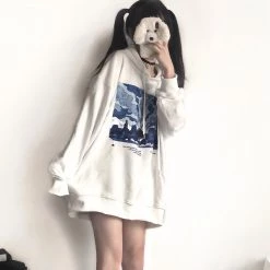 Juwas Trendy Streetwear Graphic Oversize Drawstring Hoodie NEW ARRIVAL