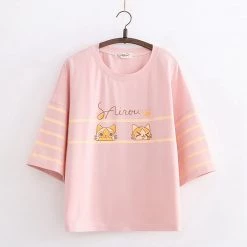 Juwas Cat Print Oversize Loose T-Shirt CLOTHING