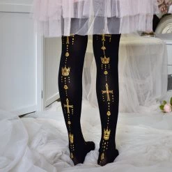 -Juwas Gothic Lolita Velvet Tights