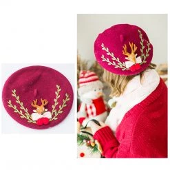 Juwas Flowers Deer Beret Hat