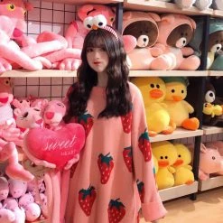 Juwas.com Online Store Cute Strawberry Loose Long Sweater Dress NEW ARRIVAL