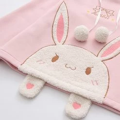 Juwas Cute Bunny Embroidery Hoodie CLOTHING