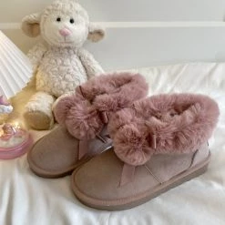 Juwas Cute Fur Pom Pom Ankle Boots NEW ARRIVAL