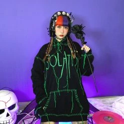 Juwas Cool Letter Tassels Loose Hoodie