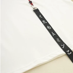 Juwas Kawaii Harajuku Lucky Fan Embroidery Strappy Sleeves Top