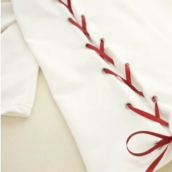 Juwas Kawaii Harajuku Lucky Fan Embroidery Strappy Sleeves Top