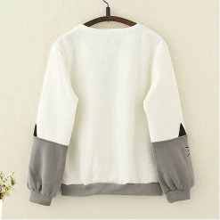 Juwas.com Online Store NEW ARRIVAL Mini Cat Embroidery Long Sleeve Sweatshirt