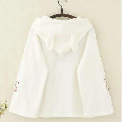 Juwas.com Online Store Kawaii Rabbit Floral Embroidery Hoodie CLOTHING