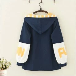 Juwas.com Online Store Kawaii Japanese Letter Print Hooded Coat