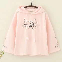 Juwas.com Online Store Kawaii Rabbit Floral Embroidery Hoodie CLOTHING