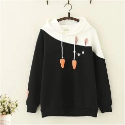 Juwas.com Online Store NEW ARRIVAL Kawaii Rabbit Carrot Cotton Fleece Hoodie
