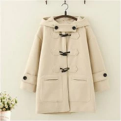 Juwas.com Online Store Japanese Long Hooded Coat With Horn Buckle