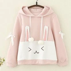 Juwas.com Online Store CLOTHING Kawaii Pink Rabbit Bow-Knot Hoodie