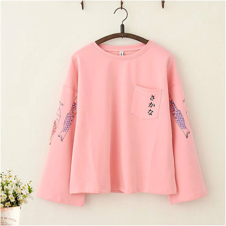 Juwas.com Online Store Japanese Koi Fish Trumpet Sleeves Loose Top 4 Juwas.com Online Store Japanese Koi Fish Trumpet Sleeves Loose Top