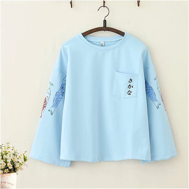 Juwas.com Online Store Japanese Koi Fish Trumpet Sleeves Loose Top 5 Juwas.com Online Store Japanese Koi Fish Trumpet Sleeves Loose Top