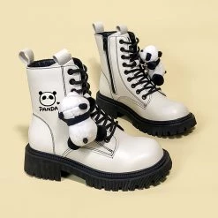Juwas Shoes Panda Round Toe Boots