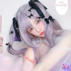 Juwas Harajuku Ash Lavender Air Bangs Wig