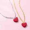 Juwas Sweet Red Heart Pendant Necklace
