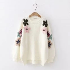 Juwas Kawaii Spring Flower Knitted Sweater Jacket CLOTHING