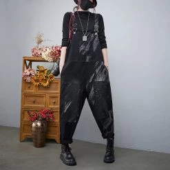 Juwas NEW ARRIVAL Vintage Black Gradient Oversized Overalls
