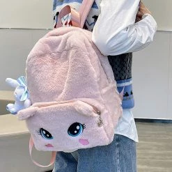 Juwas Cute Cat Eyes Furry Backpack