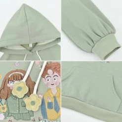 -Juwas NEW ARRIVAL Blossoming Love Story Pale Green Hoodie