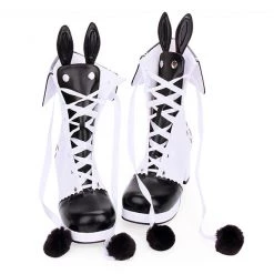 Juwas NEW ARRIVAL Kawaii Bunny Ears Two-Tone High Boots