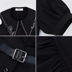 Juwas Black Rose Cut-Out Shoulder Dress