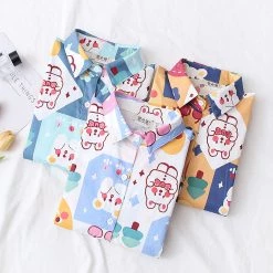 Juwas Cartoon Rabbit Pattern Shirt