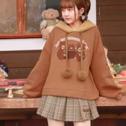 -Juwas Sweet N Cozy Bear Embroidery High Waist Skirt NEW ARRIVAL