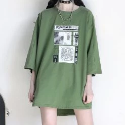 Juwas Graphics Print Round Collar Loose T-shirt