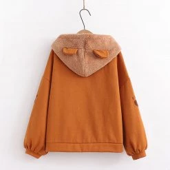 Juwas Babe Bear Embroidery Warm Hoodie