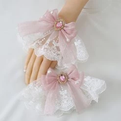 Juwas Ribbon Gem Pendant Lace Wristlet